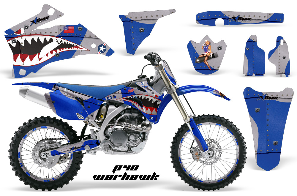 Yamaha YZ 250F 450F 02-09 Graphics Kit P40 Warhawk Blue NPs